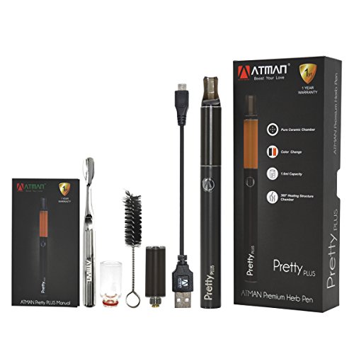 ATMAN® Pretty Plus electronico Vaporizador Pluma Para Hierbas Secas,Cámara cerámica de 1.8ml y calefacción de 360 grados Batería de litio de alto rendimiento Vaporizador portátil No Nicotina