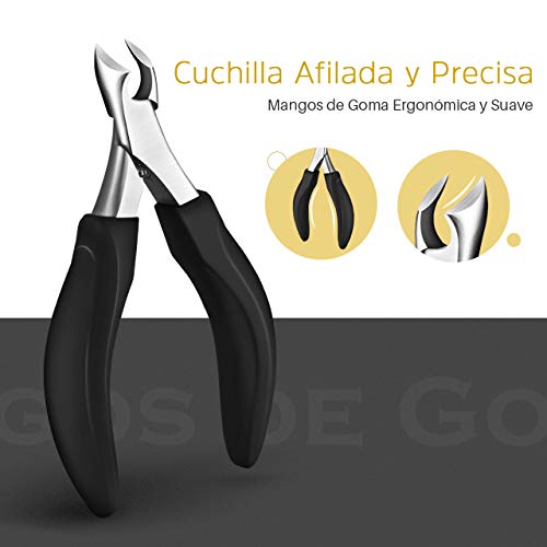 ATMOKO Alicates Cortaúñas Profesional 5 en 1 , Pinzas para Uñas Gruesas y Duras, Paroniquia, Onicomicosis, Hongos en las Uñas, Pedicura y Herramientas de Manicura, Preciso y Seguro
