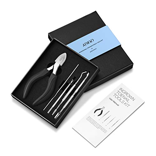 ATMOKO Alicates Cortaúñas Profesional 5 en 1 , Pinzas para Uñas Gruesas y Duras, Paroniquia, Onicomicosis, Hongos en las Uñas, Pedicura y Herramientas de Manicura, Preciso y Seguro