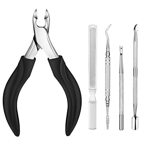 ATMOKO Alicates Cortaúñas Profesional 5 en 1 , Pinzas para Uñas Gruesas y Duras, Paroniquia, Onicomicosis, Hongos en las Uñas, Pedicura y Herramientas de Manicura, Preciso y Seguro