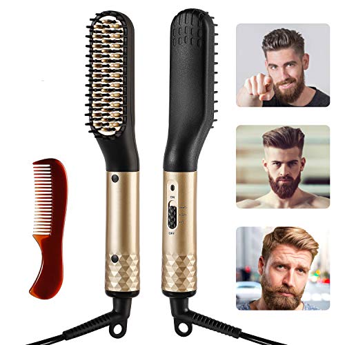 Ato Bea Barba Cepillo Alisador de Pelo, Profesional Eléctrico Multifuncional Anti-escaldado Beard Straightener con 2 Temperatura Ajustable, Plancha de Pelo Rápida Para Barbas y Cabellos
