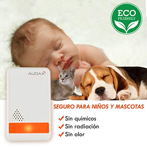 AUDAX Repelente Ultrasónico Mosquitos 2019 Control de Plagas para Las Moscas, Cucarachas, Arañas, Hormigas, Ratas y Ratones, Insectos Antimosquitos Eléctrico Extra Fuerte para Interiores (2-Pack)