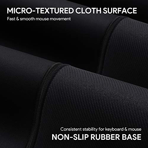 AUKEY Alfombrilla Ratón Grande Gaming Mouse Pad XL (900x400x4mm) con Superficie Texturizada Impermeable, Base de Goma Antideslizante para Gamers, Oficina, PC, Portátil, Ordenador