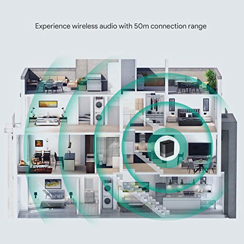 AUKEY Receptor Transmisor Bluetooth 5.0, 50M Audio Adaptador Inalámbrico con aptx-LL, Óptico Digital TOSLINK, RCA o 3,5 mm para TV o el Sistema Estéreo del Hogar