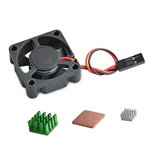 Aukru sin escobillas DC 5V 0.2A Ventilador + los disipadores de calor para Raspberry Pi 2 modelo B / Raspberry Pi 3 Modelo B, B+