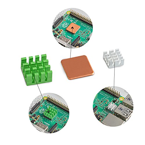 Aukru sin escobillas DC 5V 0.2A Ventilador + los disipadores de calor para Raspberry Pi 2 modelo B / Raspberry Pi 3 Modelo B, B+