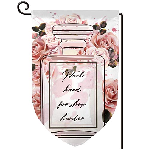 Auld-Shop Botella de Perfume Bandera de jardín Patio al Aire Libre Banderas Decorativas Precio a Doble Cara para Todas Las Estaciones y días Festivos