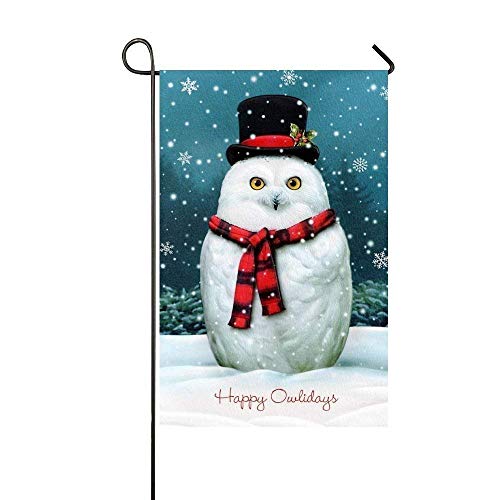Auld-Shop Happy Owl Days Christmas Adorable Owl Garden Flag-Double Sided Holiday Decorativo Casa al Aire Libre Bandera