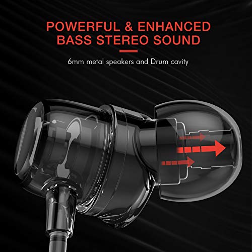 Auriculares Bluetooth HAVIT Auricular Inalámbricos Cascos Deportivos V4.2 IPX5 impermeable Magnéticos In-ear Estéreocon Mic para Xiaomi, Samsung, Huawei y otros(I39,Negro）