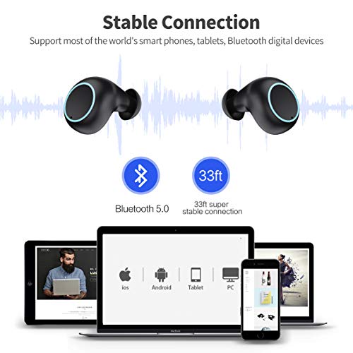 Auriculares Bluetooth S9, SWEYE Auriculares Inalámbricos Hi-Fi Micrófono Incorporado Bluetooth 5.0 Sonido Estéreo Auriculares Deportivos In-Ear CVC 8.0 con 3500mAh Caja de Carga para iPhone y Android