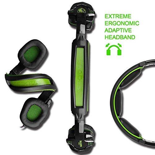 Auriculares Gaming para PS4 PC,Sades SA930 Cascos Ruido Reducción de Diademas Cerrados Profesional con Micrófono Limpio Sonido 3.5mm Compatible Xbox One Tablet Portátil Mac(Verde)