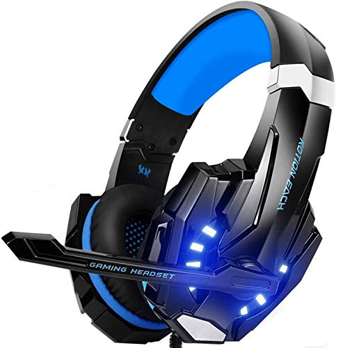 Auriculares Gaming PS4, Galopar Cascos Gaming, Premium Stereo con Microfono Gaming Headset con 3.5mm Jack para PC/Xbox One/Switch - con Gancho y 2 x Cable de Extensión-Azul