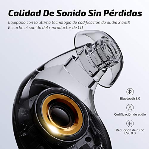 Auriculares inalámbricos Bluetooth ENACFIRE E60 V5.0, 8 Horas de reproducción Permanente, Auriculares Deportivos Bluetooth de Nivel IPX8, Bajos Profundos Apt-X, Doble micrófonos incorporados