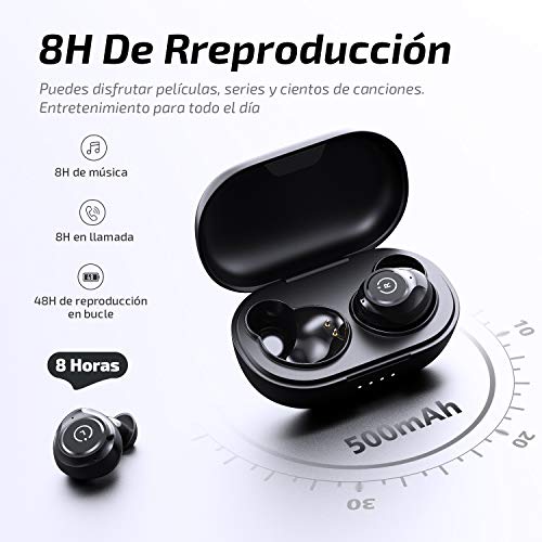 Auriculares inalámbricos Bluetooth ENACFIRE E60 V5.0, 8 Horas de reproducción Permanente, Auriculares Deportivos Bluetooth de Nivel IPX8, Bajos Profundos Apt-X, Doble micrófonos incorporados