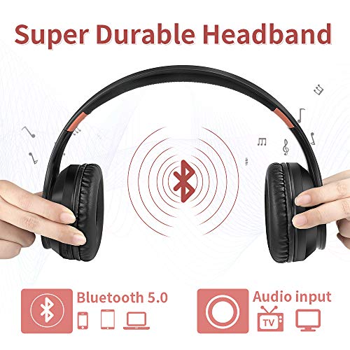 Auriculares inalámbricos LOBKIN, micrófono incorporado manos libres Bluetooth 5.0 sobre la oreja, sonido estéreo de alta fidelidad Reducción de ruido estéreo, almohadillas de proteína plegables para clase en línea, oficina en el hogar, auriculares para ju