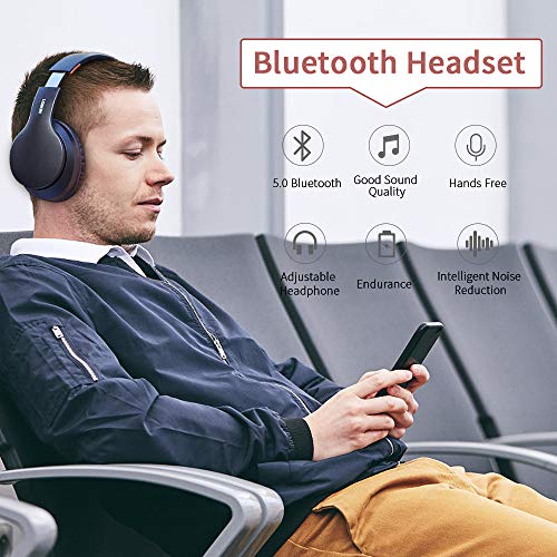 Auriculares inalámbricos LOBKIN, micrófono incorporado manos libres Bluetooth 5.0 sobre la oreja, sonido estéreo de alta fidelidad Reducción de ruido estéreo, almohadillas de proteína plegables para clase en línea, oficina en el hogar, auriculares para ju