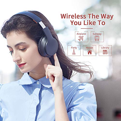 Auriculares inalámbricos LOBKIN, micrófono incorporado manos libres Bluetooth 5.0 sobre la oreja, sonido estéreo de alta fidelidad Reducción de ruido estéreo, almohadillas de proteína plegables para clase en línea, oficina en el hogar, auriculares para ju