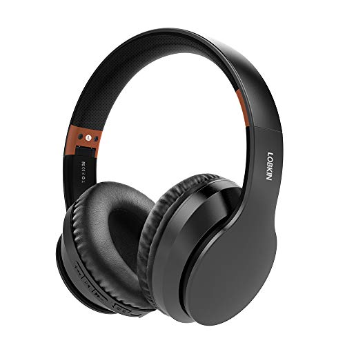 Auriculares inalámbricos LOBKIN, micrófono incorporado manos libres Bluetooth 5.0 sobre la oreja, sonido estéreo de alta fidelidad Reducción de ruido estéreo, almohadillas de proteína plegables para clase en línea, oficina en el hogar, auriculares para ju