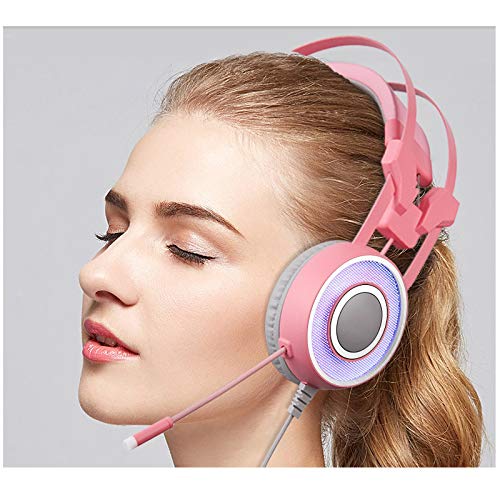 Auriculares para Juegos/Cable para Juegos 7.1 Canales/micrófono para Auriculares, Pink