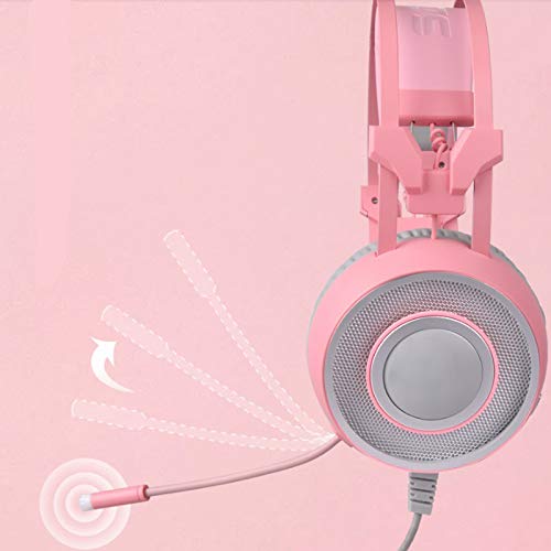 Auriculares para Juegos/Cable para Juegos 7.1 Canales/micrófono para Auriculares, Pink