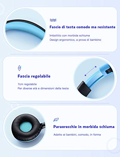 Auriculares para niños,Mpow CHE1 Volumen Limitado en el oído Auriculares para niños con Conector de Audio de 3.5 mm para niñas y niños, Auriculares con Cable Ajustable y Plegable