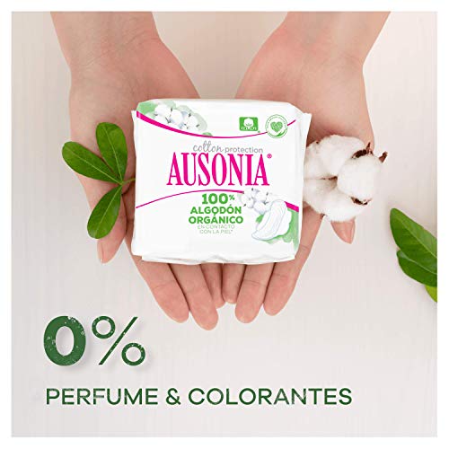 Ausonia Cotton Protection Super (tamaño 2) Compresas Con Alas, 10, Capa Superior De Algodón 100 % Orgánico