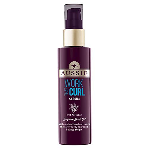 Aussie Work That Curl - Suero para el cabello con aceite de semilla de jojoba australiano, productos para el cabello rizado 75 ml