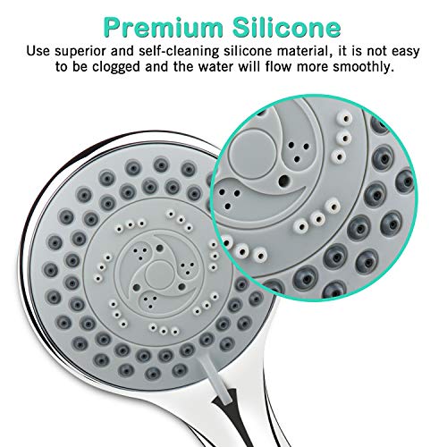 Autkors Alcachofa Ducha, Mano la Cabeza de Ducha Universal 5 Modos Cabezal de Ducha de Mano Ahorro de Agua Extraíble de Cromo Ducha de Masaje