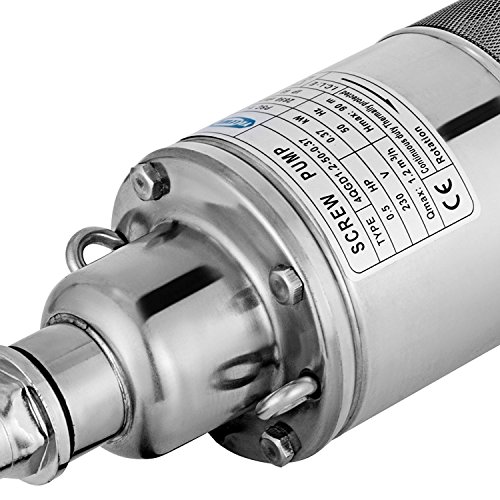 Autovictoria Bomba para Pozos 220V 370W 0.5HP Bomba de Agua Sumergible 90m 1200L / H Bomba de Pozos Profundos con el Cordón de 10m Deep Well Pump