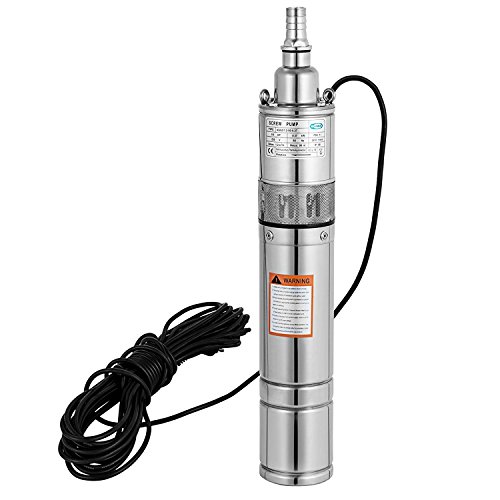 Autovictoria Bomba para Pozos 220V 370W 0.5HP Bomba de Agua Sumergible 90m 1200L / H Bomba de Pozos Profundos con el Cordón de 10m Deep Well Pump