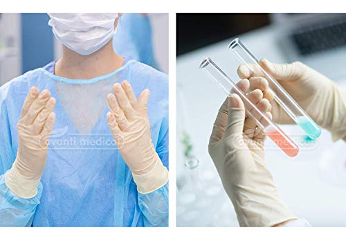 Avanti Guantes de látex desechables sin polvo Examen médico 100 piezas tamaño M no estéril para procedimientos cosméticos y médicos, artículos de limpieza, cocina y alimentos seguros Ambidiestros