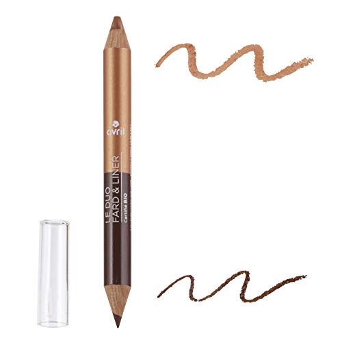 AVRIL - Lápiz Duo Sombra de Ojos Biológica - Tierra Quemada / Cobre Iridiscente - Tenuta Extrema, de Textura Suave - Formato Jumbo - Made in France