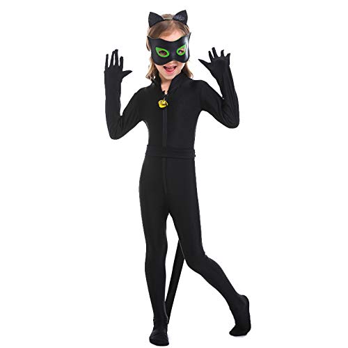 Avsvcb Cosplay Navidad niños Neutral Gato Negro Juego de Animales Traje de una Pieza Halloween Novedad Regalo Artes Marciales niña mágica animación Cosplay Disfraz
