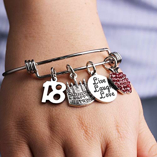 Awyuan 13 16 18 21 30 40 50 60 65 años de Edad Regalos de cumpleaños para Mujeres niñas Pulsera Brazalete Ajustable de Acero Inoxidable joyería (18 años de Edad)