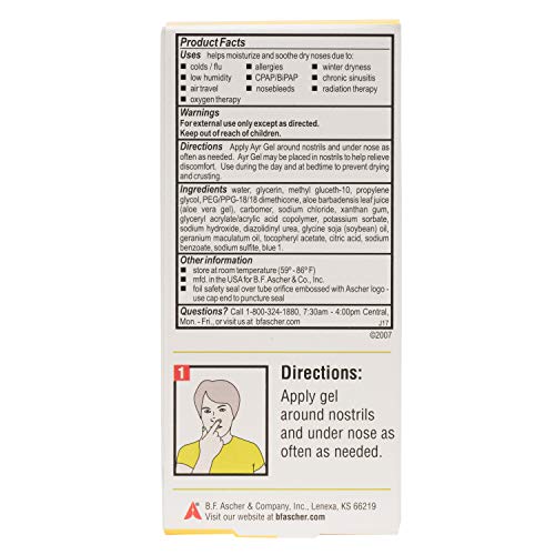 Ayr Saline Nasal Gel, With Soothing Aloe, 0.5 Ounce Tube by Ayr