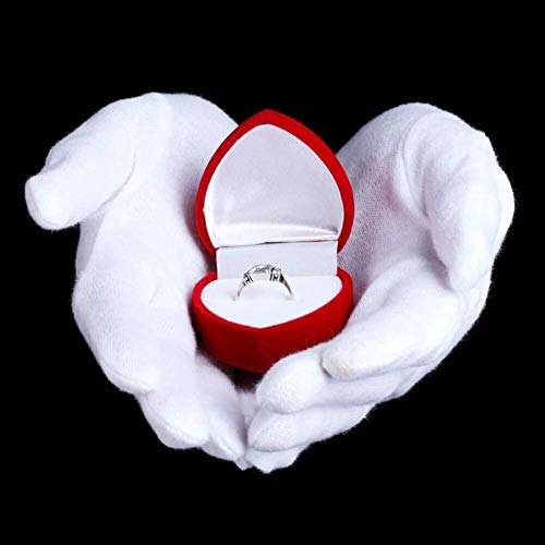 AYUQI 12 pares de guantes de algodón blanco, guantes de tela blanca, guantes de algodón, cómodos y transpirables, para el cuidado de la piel, examen de joyas, trabajo diario, etc-L