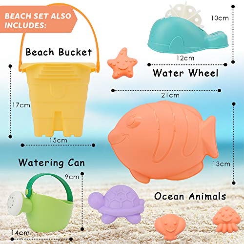 AYUQI 18 Piezas Juguetes Arena para la Playa，Moldes de Arena para Niños Kit de Herramientas Modelo de Verano al Aire Libre para niños