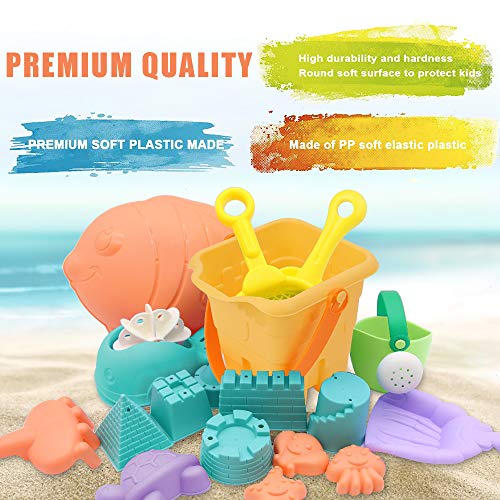 AYUQI 18 Piezas Juguetes Arena para la Playa，Moldes de Arena para Niños Kit de Herramientas Modelo de Verano al Aire Libre para niños