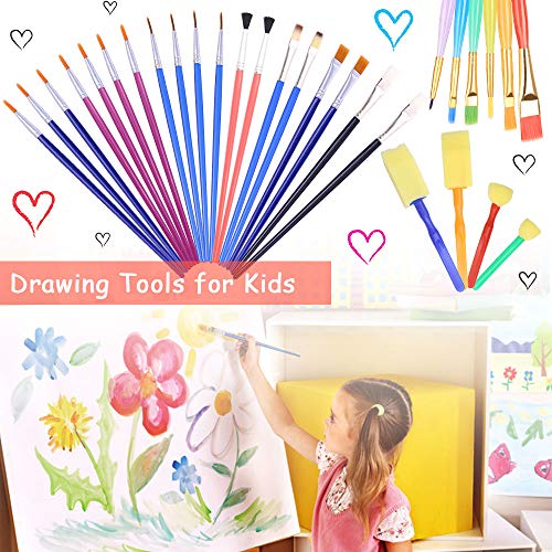 AYUQI 36 Piezas Pinceles para Pintar, Herramientas de Dibujo para niños, Pinceles de Esponja, Niños Pintura Temprana Artes DIY Artesanías