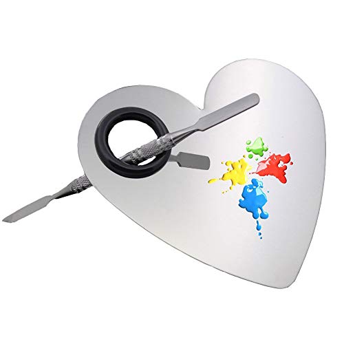 AYWFEY Juego de 2 paletas de maquillaje y espátula,profesional profesional de acero inoxidable,paleta de mezcla de maquillaje para mujer, herramienta para arte de uñas,sombra de ojos,base de pigmento