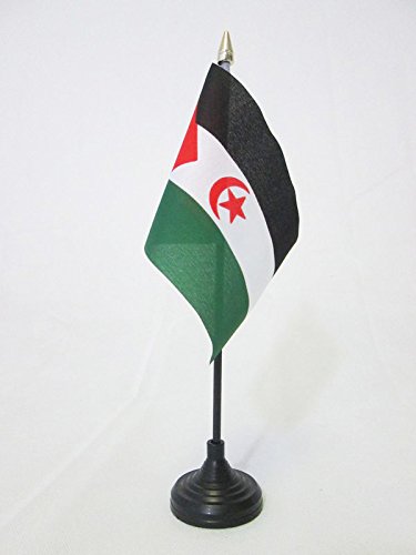 AZ FLAG Bandera de Mesa de Sahara Occidental 15x10cm - BANDERINA de DESPACHO REPÚBLICA ÁRABE SAHARAUI DEMOCRÁTICA 10 x 15 cm Punta Dorada