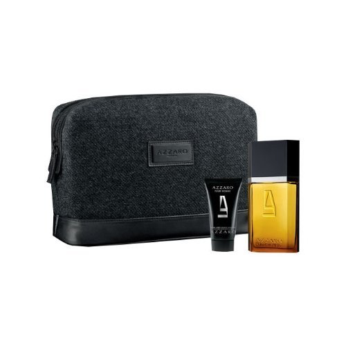 Azzaro Pour Homme Edt 50 Ml, cabello y cuerpo champú, bolsa de viaje Set de regalo para él