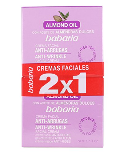 Babaria Crema Facial Antiarrugas con aceite de almendras - 2 Unidades