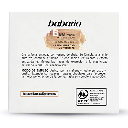 Babaria Crema Reafirmante Antiedad Veneno Abeja con Vitamina B3 50 ml, Negro, Único (31729)
