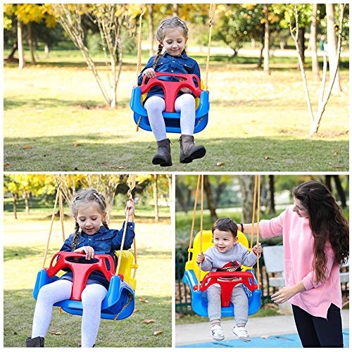 Babby Swing Seat 3-en-1 Childrens Childs Toddler Ajustable Outdoor Garden Rope Safety Safe Swing Seat Gran Regalo para Bebés Pequeños Niños