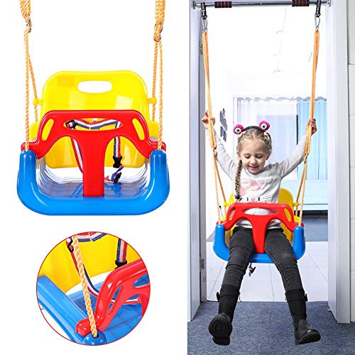 Babby Swing Seat 3-en-1 Childrens Childs Toddler Ajustable Outdoor Garden Rope Safety Safe Swing Seat Gran Regalo para Bebés Pequeños Niños