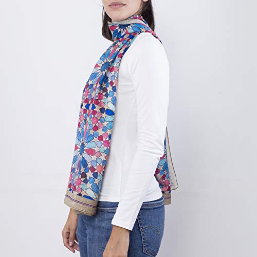 BABEL ARTESANIA Pañuelos para el Pelo, Pañuelo para el cabello Multi Patron Accesorios Pelo Mujer Chica Invierno y verano Chal para Mujeres Grande Larga y Pañuelos Algodón Suave 160 * 50 cm (Malaga)