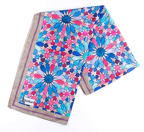 BABEL ARTESANIA Pañuelos para el Pelo, Pañuelo para el cabello Multi Patron Accesorios Pelo Mujer Chica Invierno y verano Chal para Mujeres Grande Larga y Pañuelos Algodón Suave 160 * 50 cm (Malaga)
