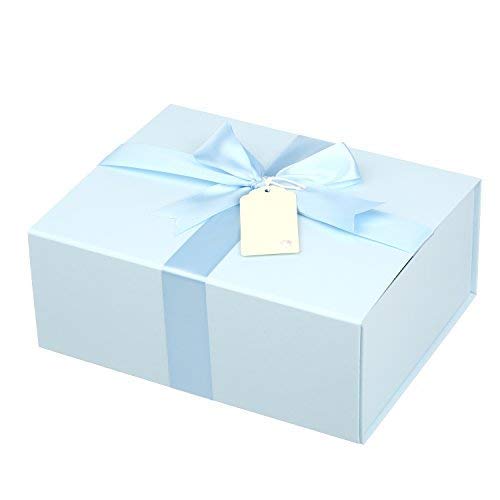 Baby Box Shop - Cesta regalo bebe - Regalos originales para baby shower con esenciales para bebes recien nacidos que incluye oso de peluche y caja recuerdos azul