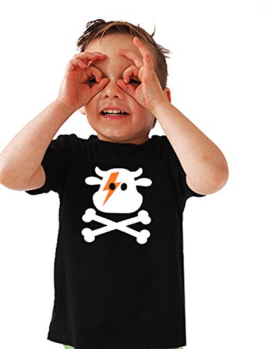 Baby Moo's Ziggy Cow Baby - Camiseta para bebé, niños o niñas | David Bowie Ziggy Stardust para niño/T Cool Top, camisas nuevas, regalos de primer cumpleaños para niños Negro Negro ( 1-2 Años